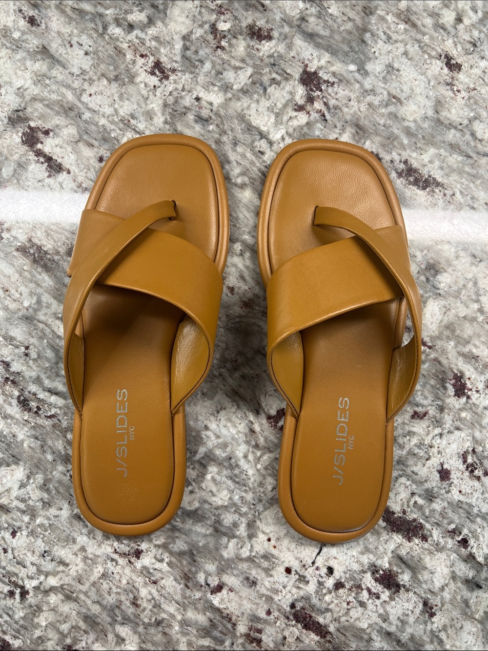 J/SLIDES Mustard-Tan Crossband Slide Sandals